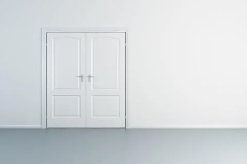 Empty white room with closed door Stock Illustration