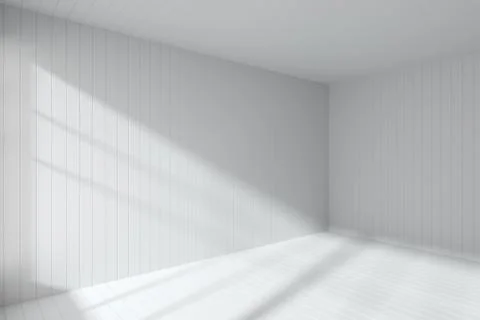 Empty white room corner made with flat white planks Illustrazione stock