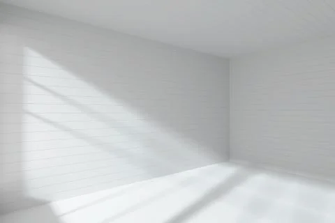 Empty white room corner made with flat horizontal white planks Stock Illustration