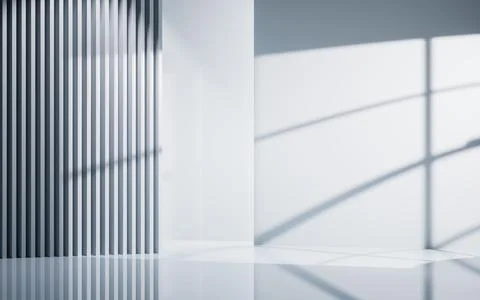 Empty white room with geometric structure, 3d rendering. Ilustración de archivo