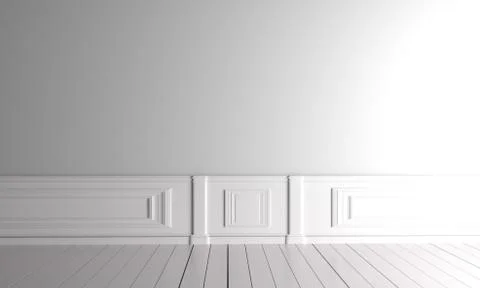 Empty white room interior. 3d rendering Illustrazione stock