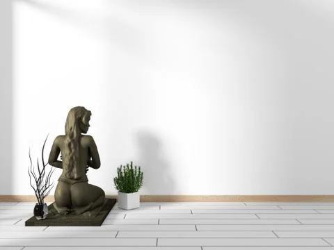 Empty white room interior. 3d rendering Stock Illustration