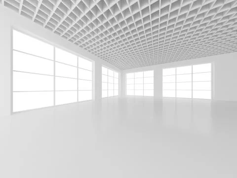Empty white room interior office. 3d rendering Illustrazione stock