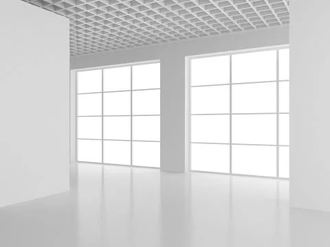 Empty white room interior office. 3d rendering Stock-Illustration