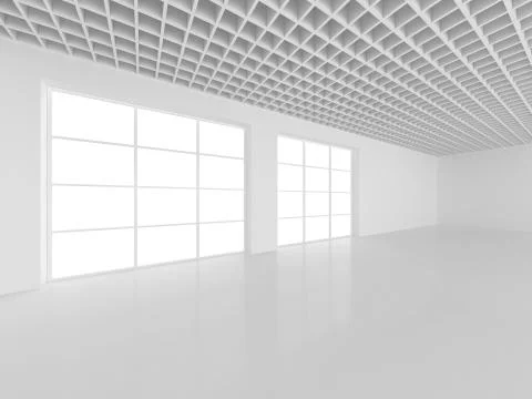 Empty white room interior office. 3d rendering Stock Illustration