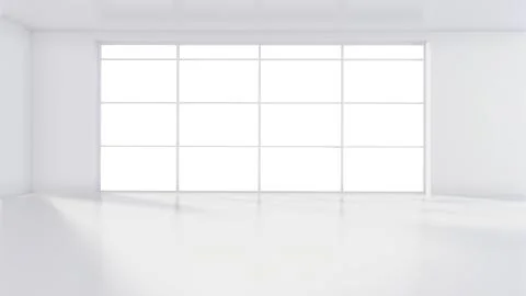 Empty white room with large stained glass windows. 3D rendering Stock Illustration