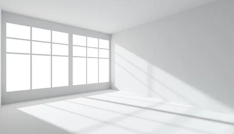 Empty white room with light from window Ilustración de archivo