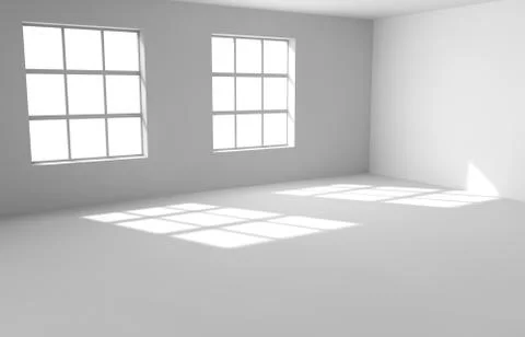 Empty white room with the lighted window Stock Illustration