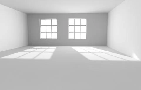 Empty white room with the lighted window Stock Illustration