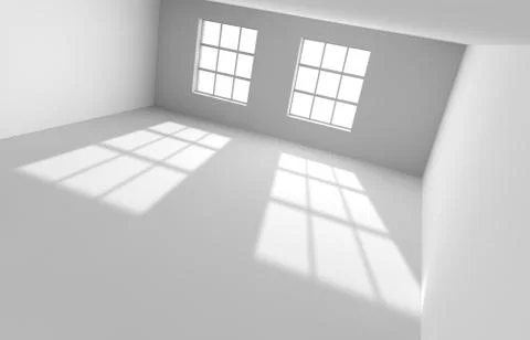 Empty white room with the lighted window Stock Illustration