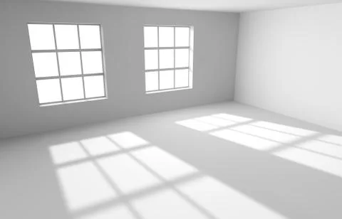 Empty white room with the lighted window Stock Illustration