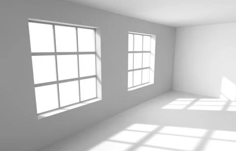 Empty white room with the lighted window Stock Illustration