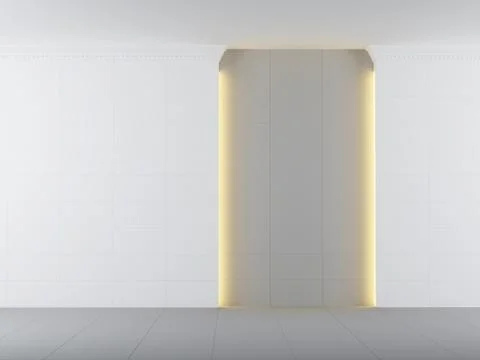 Empty white room with lighting, 3d rendering Stock Illustration