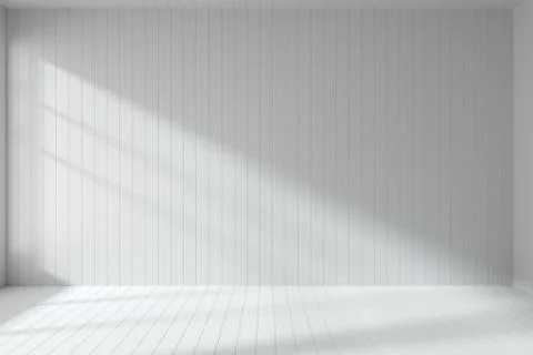 Empty white room made with flat white planks front view Stock Illustration