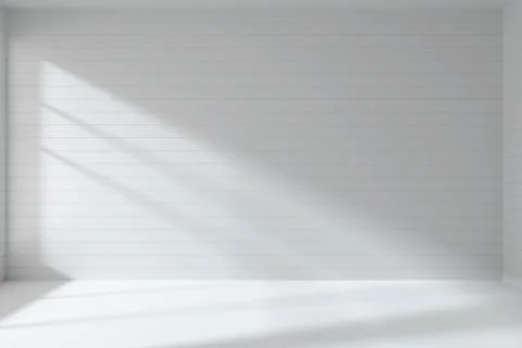 Empty white room made with flat horizontal white planks Illustrazione stock