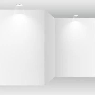 Empty white room with spot lights Stockillustratie