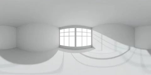 Empty white room with sun light from window HDRI map Stock Footage 149842115