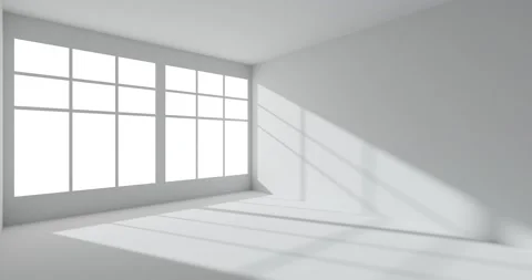 Empty white room with sun light from window Stock Footage 150177658