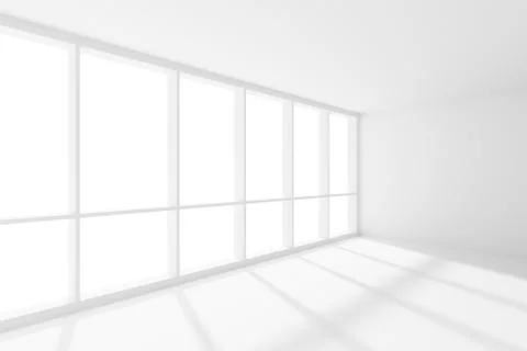 Empty white room with sun-light from large window Stock Illustration