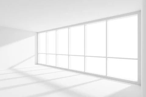 Empty white room with sun light from large window Stock Illustration