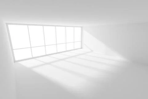 Empty white room with sunlight from big window Stock Illustration