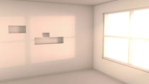 Empty white room with sunlight from the window Video stock 80991891