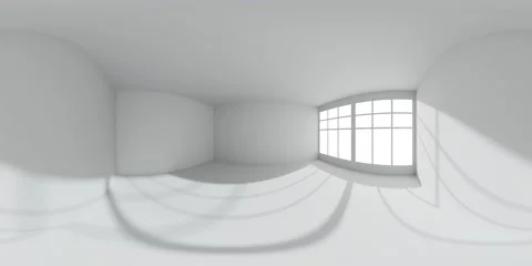 Empty white room with sunlight from window HDRI map Stock Footage 150620628