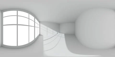 Empty white room with sunlight from window HDRI map Stock Footage 152300220