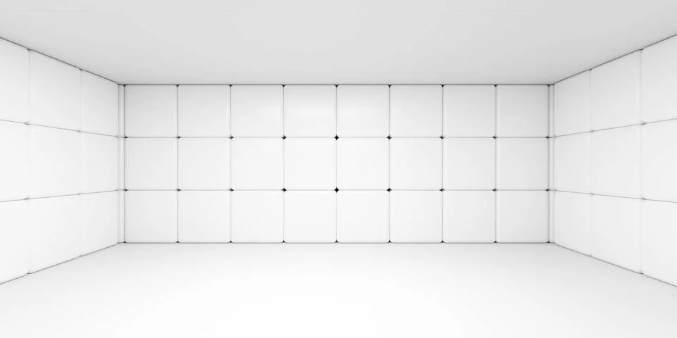 Empty white room wall 3d render illustration modern minimalistic design Ilustración de archivo