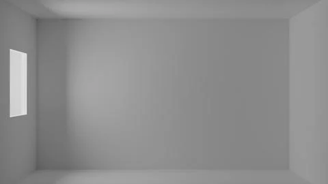 An empty white room with a window and natural light for rental, real estate s Stock Illustration