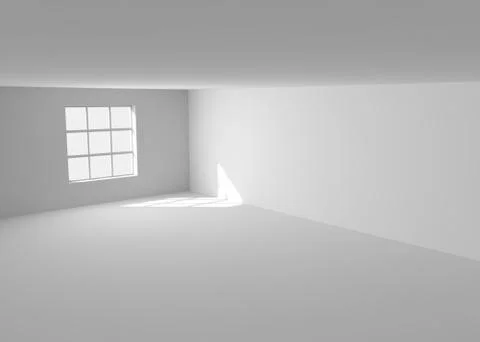 Empty white room with window Stock Illustration