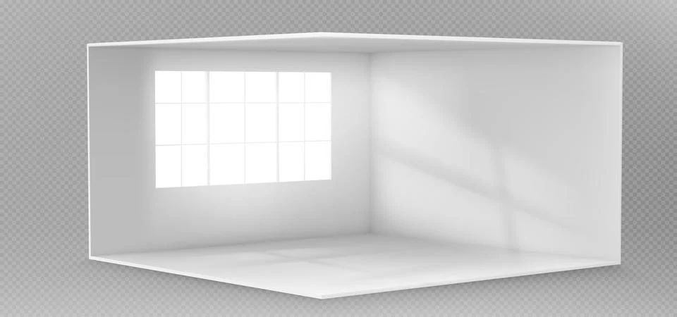 Empty white room with window on wall and light Stock Illustration