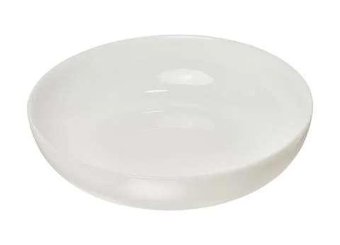 Empty white round ceramic plate on isolated background 스톡 사진