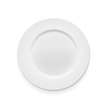 Empty white round plate on whte background for your design. Vector Illustration Illustrazione stock