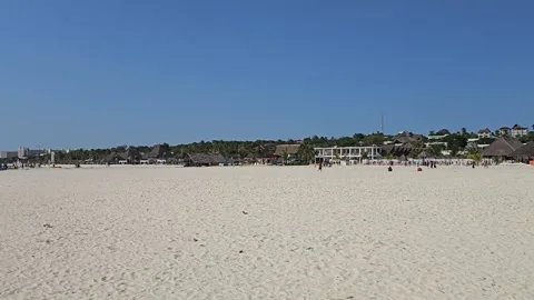 Empty White Sand Beach Under Deep Blue Sky, Kendwa, Zanzibar, Tanzania 8K 스톡 동영상 313907440