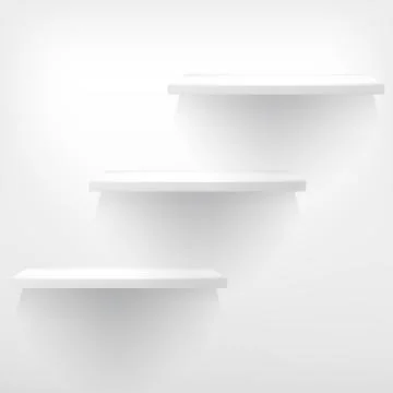 Empty white shelf hanging on a wall. Stock Illustration