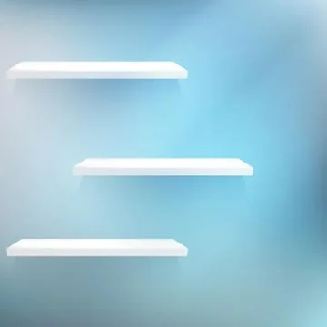 Empty white shelf hanging on a wall. Stock Illustration