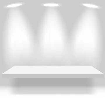 Empty white shelf hanging on a wall Stock Illustration