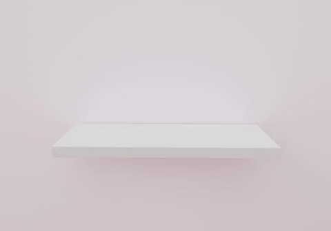 Empty white shelf stand on light wall, 3d render Stock Illustration