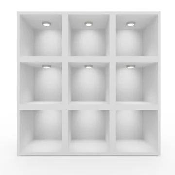 Empty white shelves with lighting Stock Illustration