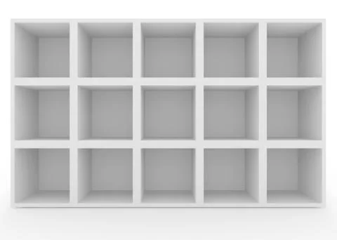 Empty white shelves with no lighting Illustrazione stock