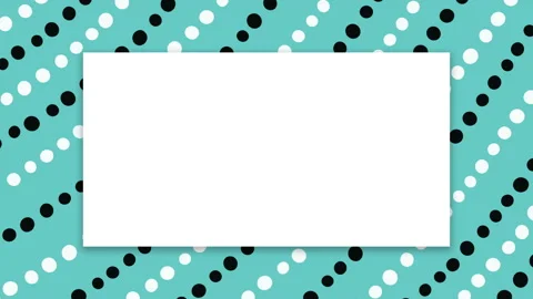 Empty white sign on a green blue polka dot background. Stop motion animation. Stock Footage 147337513