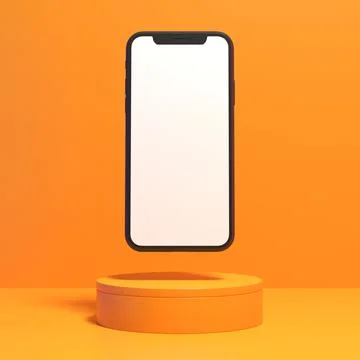 Empty white smartphone screen with podium display for mockup illustration. 3d Stock Illustration