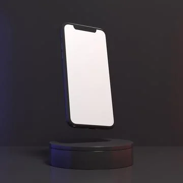 Empty white smartphone screen with podium display for mockup illustration. 3d Stock Illustration