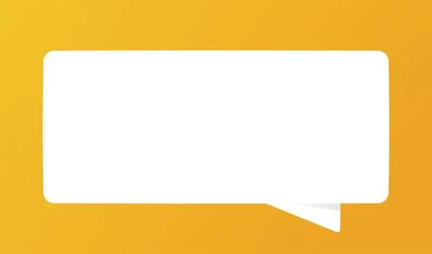 An empty white speech bubble on an orange background. Communication, comment  Illustrazione stock