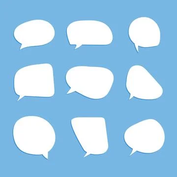 Empty white speech bubbles on a blue background. Vector graphics. 스톡 일러스트