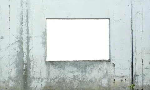 Empty white Square hole in the concrete wall with bricked-in. The background  Stock Photos