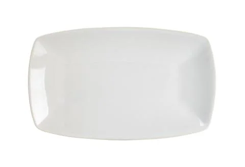 Empty white square plate isolated on white Stock Photos