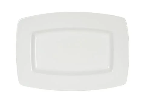 Empty white square plate isolated on white Stock Photos