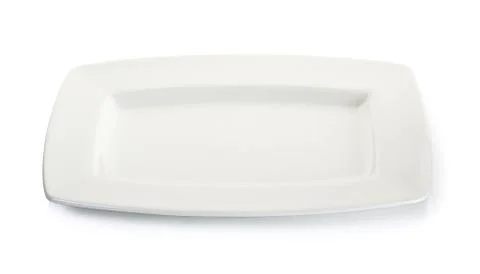 Empty white square plate isolated Stock Photos
